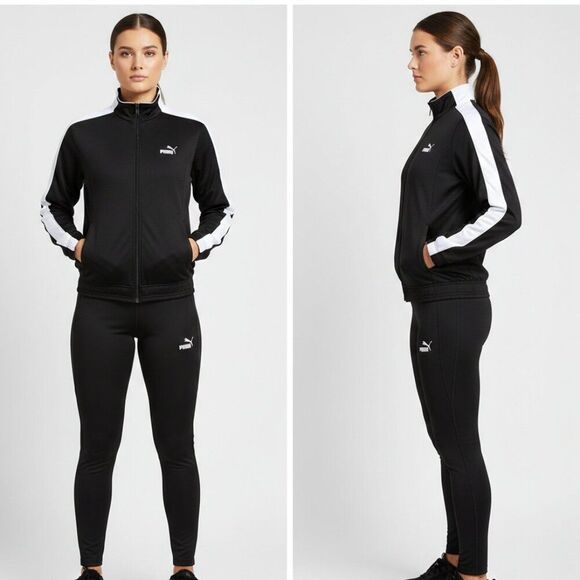 Puma Jackets & Blazers - Puma Women's Black and White Track Jacket -- Full Zip -- Size Medium